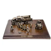 Диорама «Советская полевая кухня. Зима 1943 г.» из бронзы и ясеня, 1:35 — оригинальный подарок — фотография 8