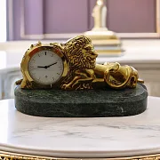 Сувенирные настольные часы с бронзовым львом — оригинальный подарок — фотография 1