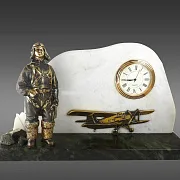Настольные часы «Начало» из бронзы, мрамора и змеевика — необычный подарок — фотография 2