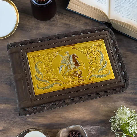 В подарок: Кожаная визитница «Георгий Победоносец» №2