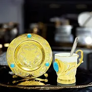 Фарфоровая кофейная пара "Бирюза". Златоуст — красивый подарок — фотография 1