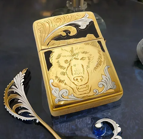 Подарочная зажигалка Zippo с гравировкой "Медведь". Златоуст