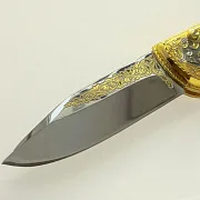 Золотой складной нож «Пара волков» — оригинальный подарок — фотография 5