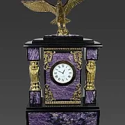 Каминные часы «Орел» из чароита и долерита — необычный подарок — фотография 3