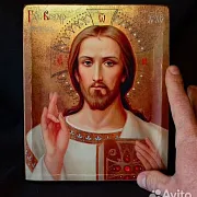 Икона "Христос Вседержитель" авторская техника — необычный подарок — фотография 1