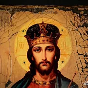 Икона под старину "Христос Вседержитель" — оригинальный подарок — фотография 3