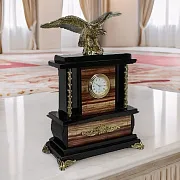 Настольные часы с орлом, яшмой и долеритом, 230 мм — необычный подарок — фотография 1