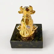 На память: Бронзовая фигурка «Теленок» с позолотой, 47 мм — фотография 4