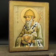 Икона "Св. Спиридон Тримифунтский" ручная работа — красивый подарок — фотография 4